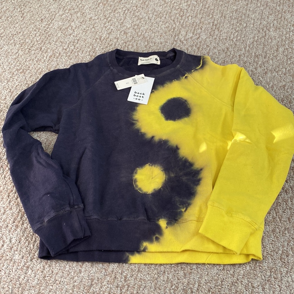 Anthropologie Navy & Yellow Yin Yang Tie-Dye Sweatshirt - Picture 3 of 9